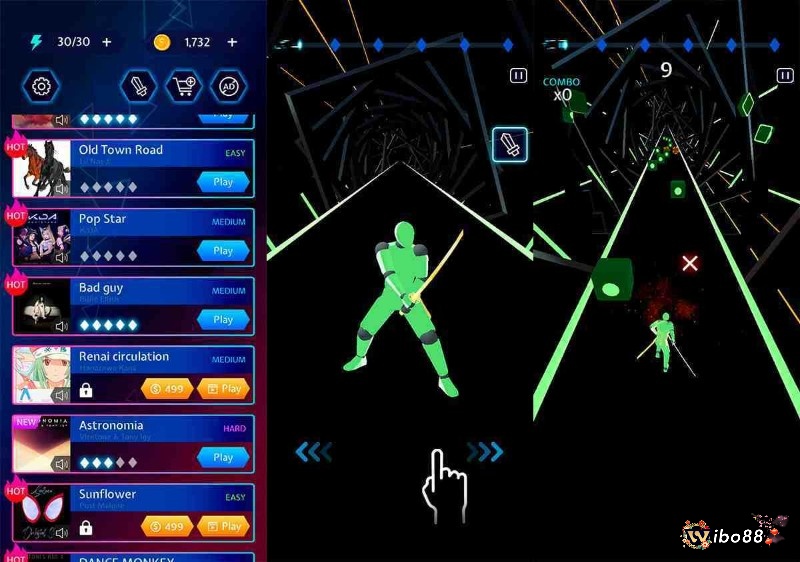 Cách combo trong game beat blade dash dance