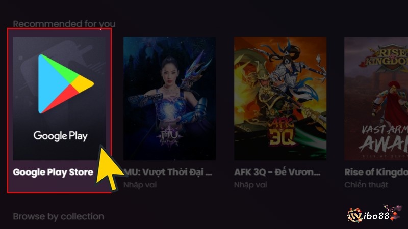 Trên màn hình chính của BlueStack chọn Google Play