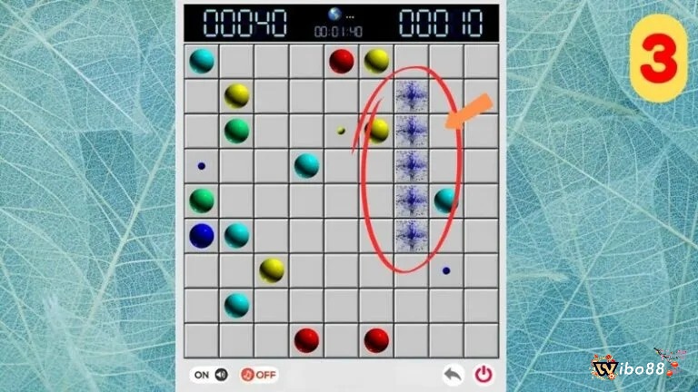 Sắp xếp được chuỗi 5 bi cùng màu sẽ được tính điểm