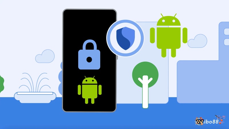 Biểu tượng ổ khóa kết hợp với điện thoại Android đang chơi game – thể hiện mức độ bảo mật cao của game offline.